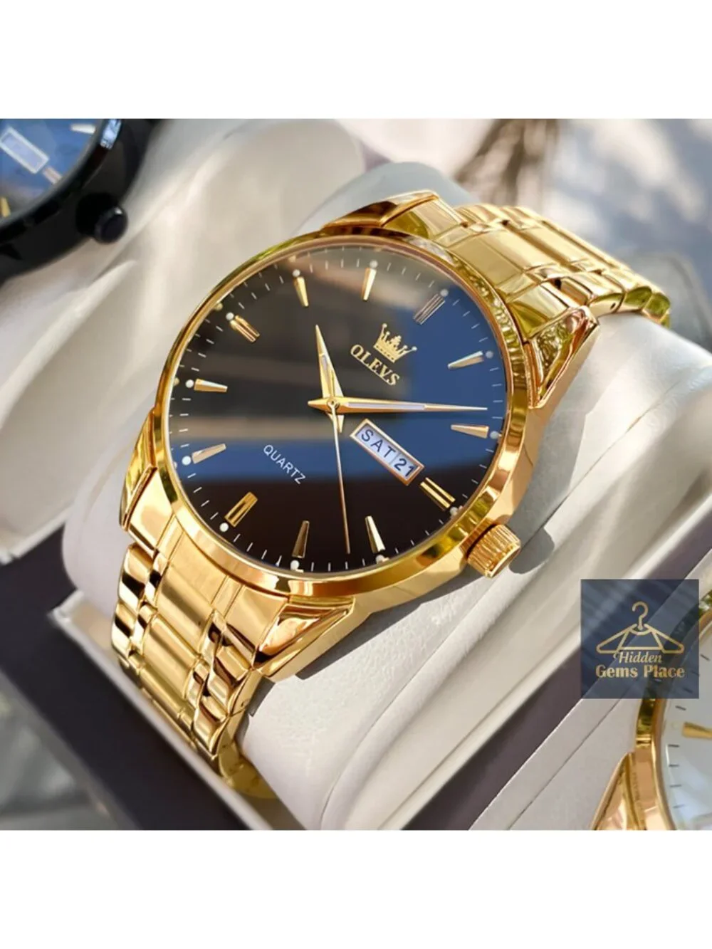 Men's Luxury Gold Watch Stainless Steel Quartz Analog